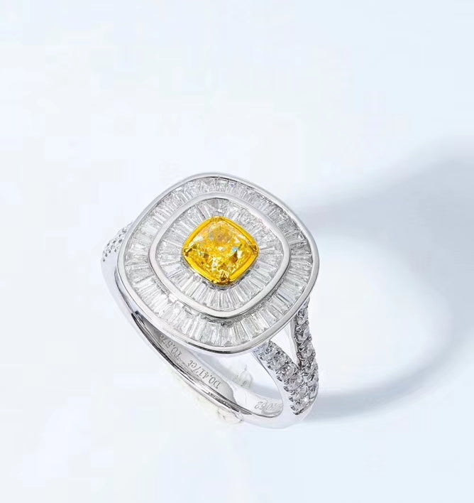 Sparkling Diamond Double-Band Ring - Premium Jewelry Collection - Yellow Diamond Ring