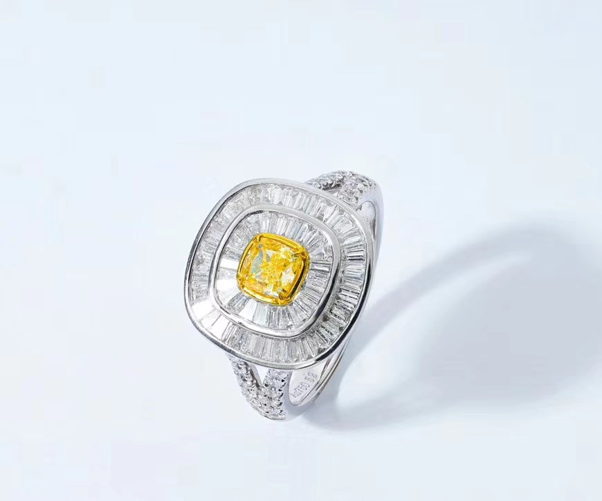 Sparkling Diamond Double-Band Ring - Premium Jewelry Collection - Yellow Diamond Ring