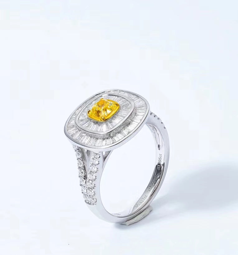 Sparkling Diamond Double-Band Ring - Premium Jewelry Collection - Yellow Diamond Ring