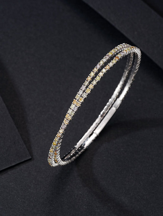 Sparkling Diamond Double Circle Bracelet - Premium Jewelry - Colored Diamond Bracelet