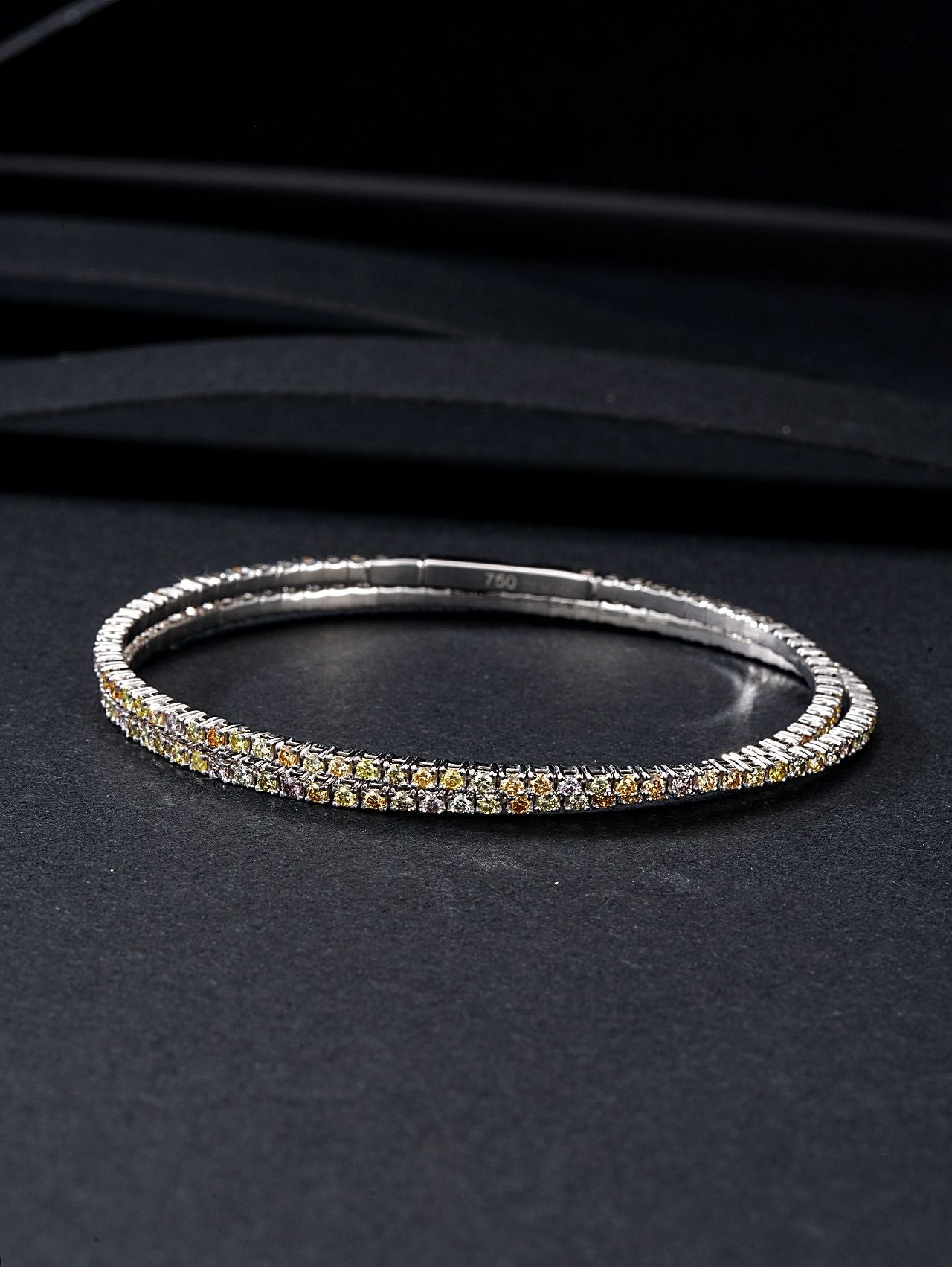 Sparkling Diamond Double Circle Bracelet - Premium Jewelry - Colored Diamond Bracelet