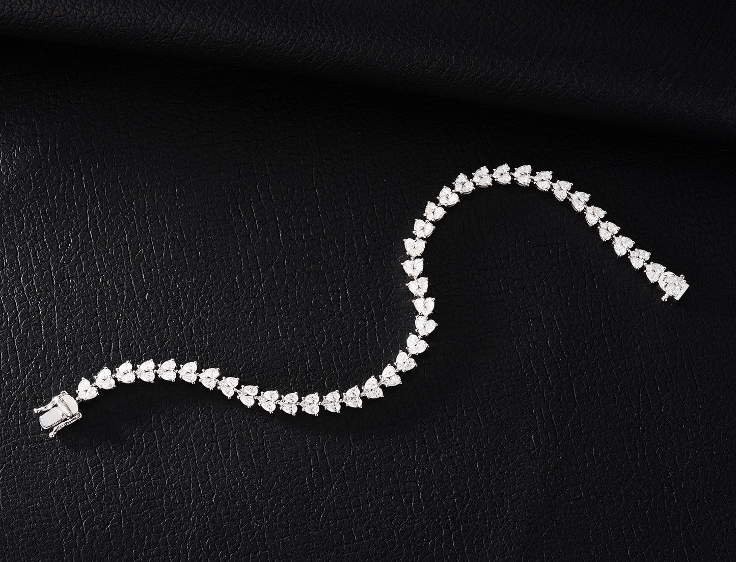 Sparkling Diamond Heart Bracelet - Luxurious Jewelry Collection - White Diamond Bracelet