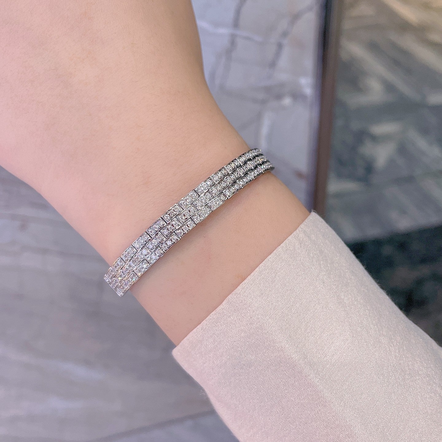 Sparkling Diamond Spring Bracelet - Premium Jewelry Collection - White Diamond Bracelet