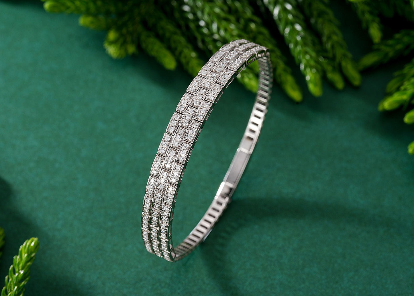 Sparkling Diamond Spring Coil Bracelet - Premium Jewelry - White Diamond Bracelet