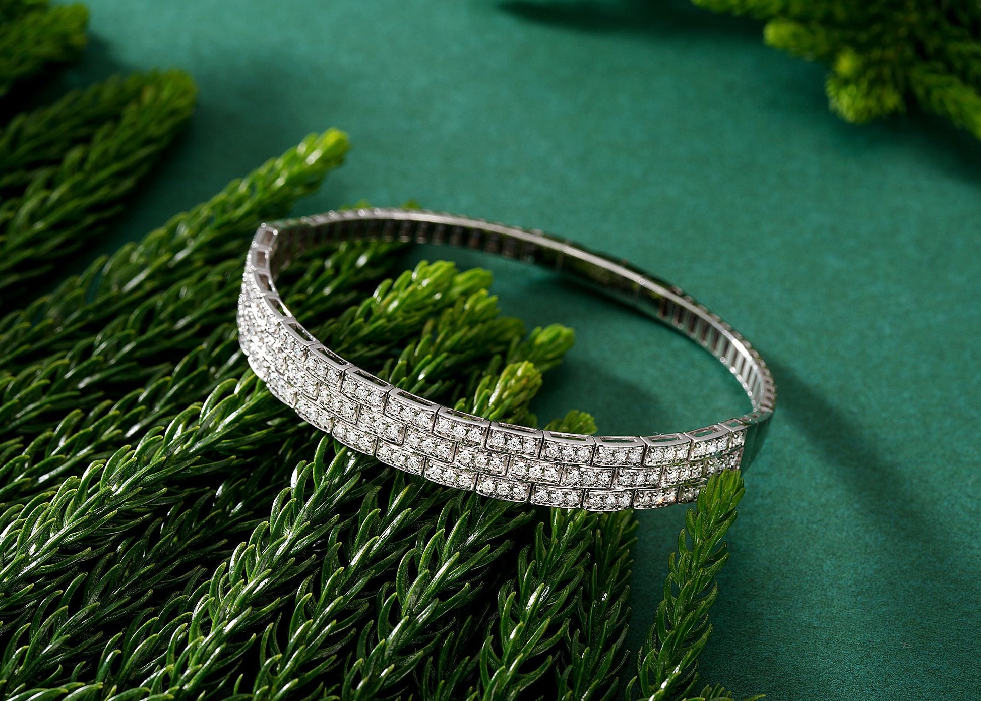 Sparkling Diamond Spring Coil Bracelet - Premium Jewelry - White Diamond Bracelet