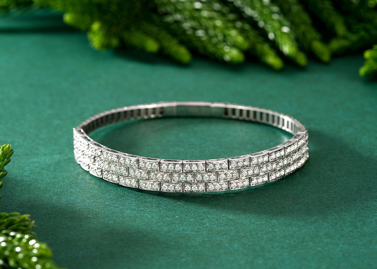 Sparkling Diamond Spring Coil Bracelet - Premium Jewelry - White Diamond Bracelet