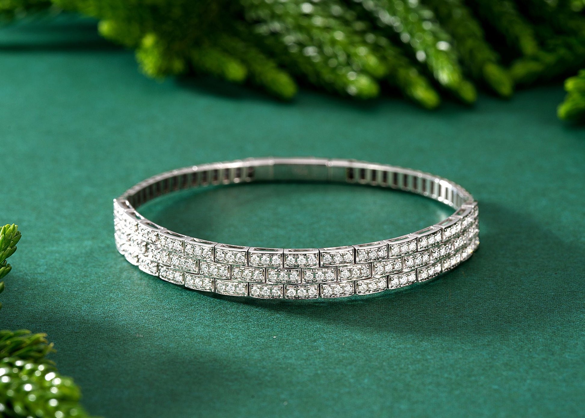 Sparkling Diamond Spring Coil Bracelet - Premium Jewelry - White Diamond Bracelet