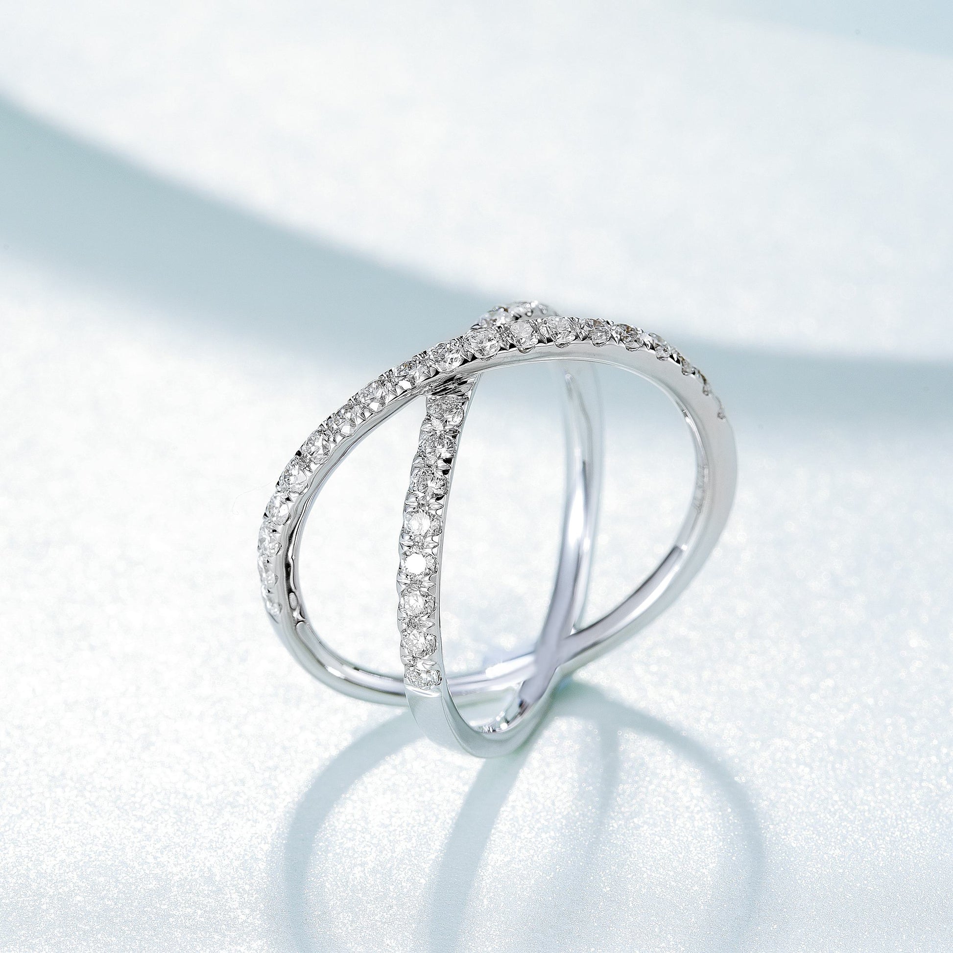 Sparkling Diamond X Ring - Premium Jewelry Collection - White Diamond Ring