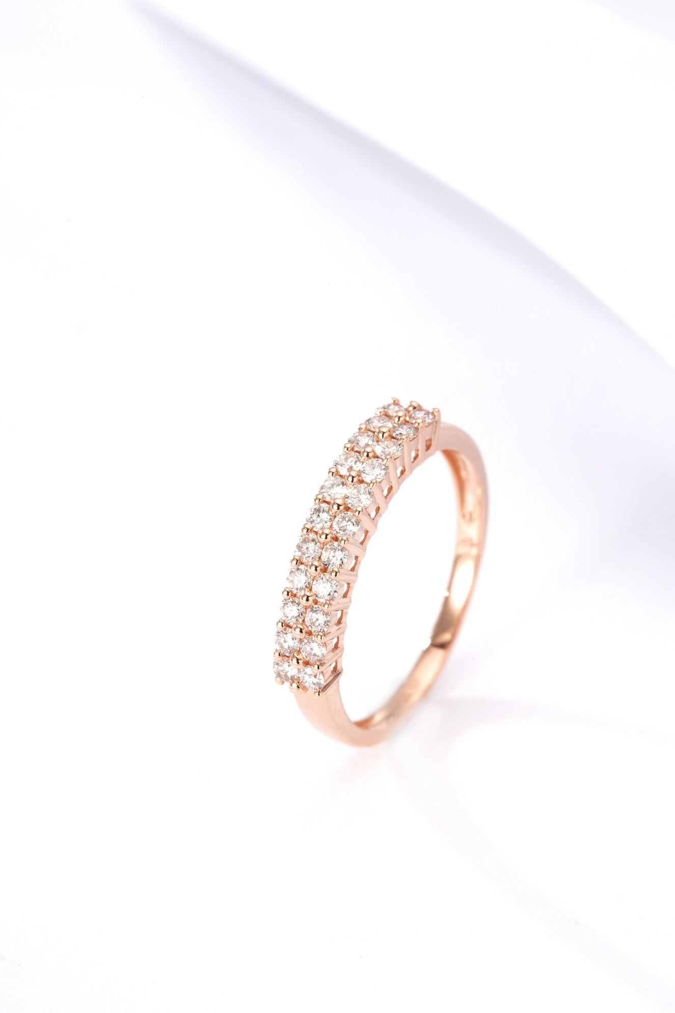 Sparkling Double Row Round Diamond Ring - Premium Jewelry - White Diamond Ring