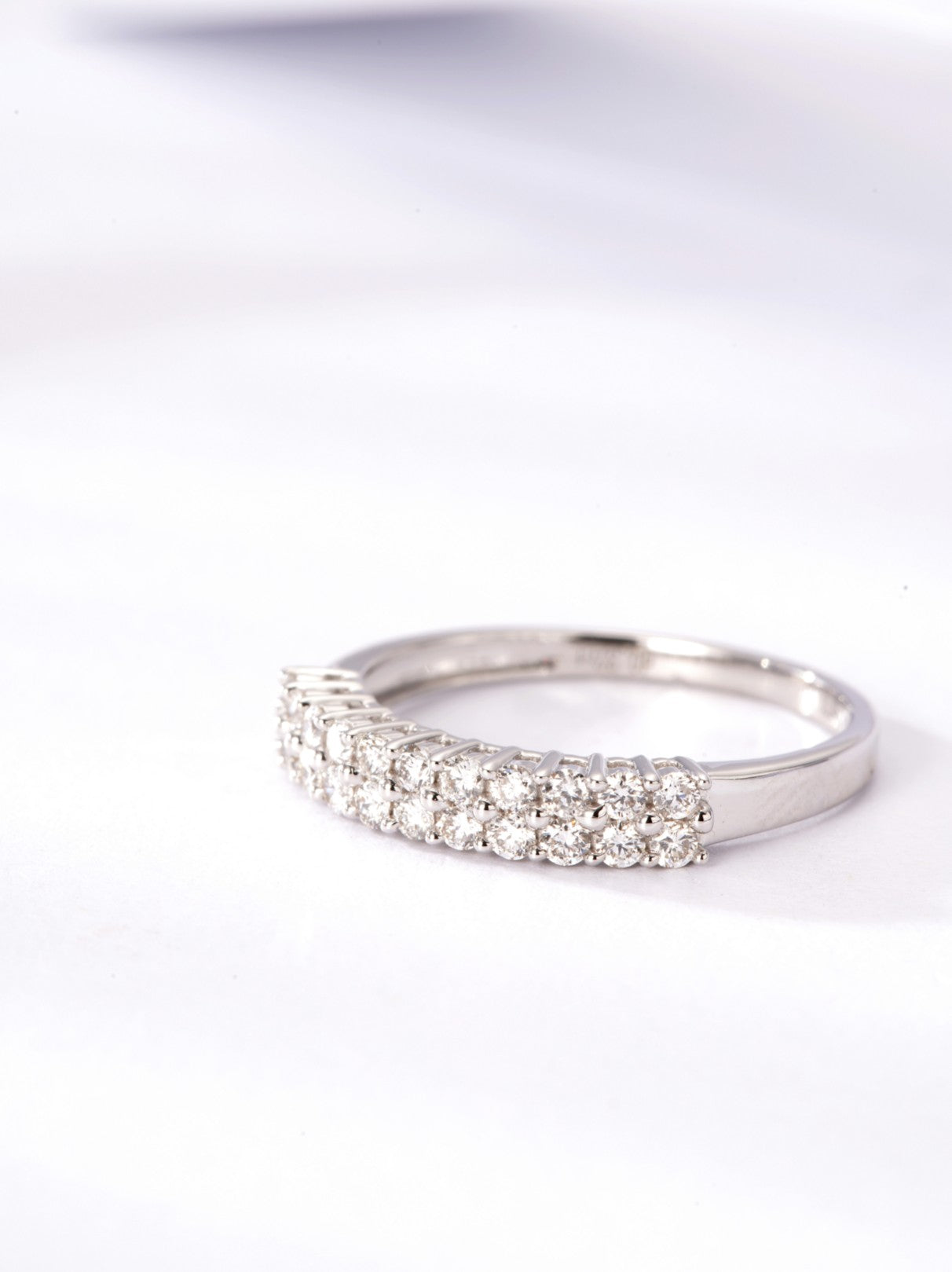 Sparkling Double Row Round Diamond Ring - Premium Jewelry - White Diamond Ring