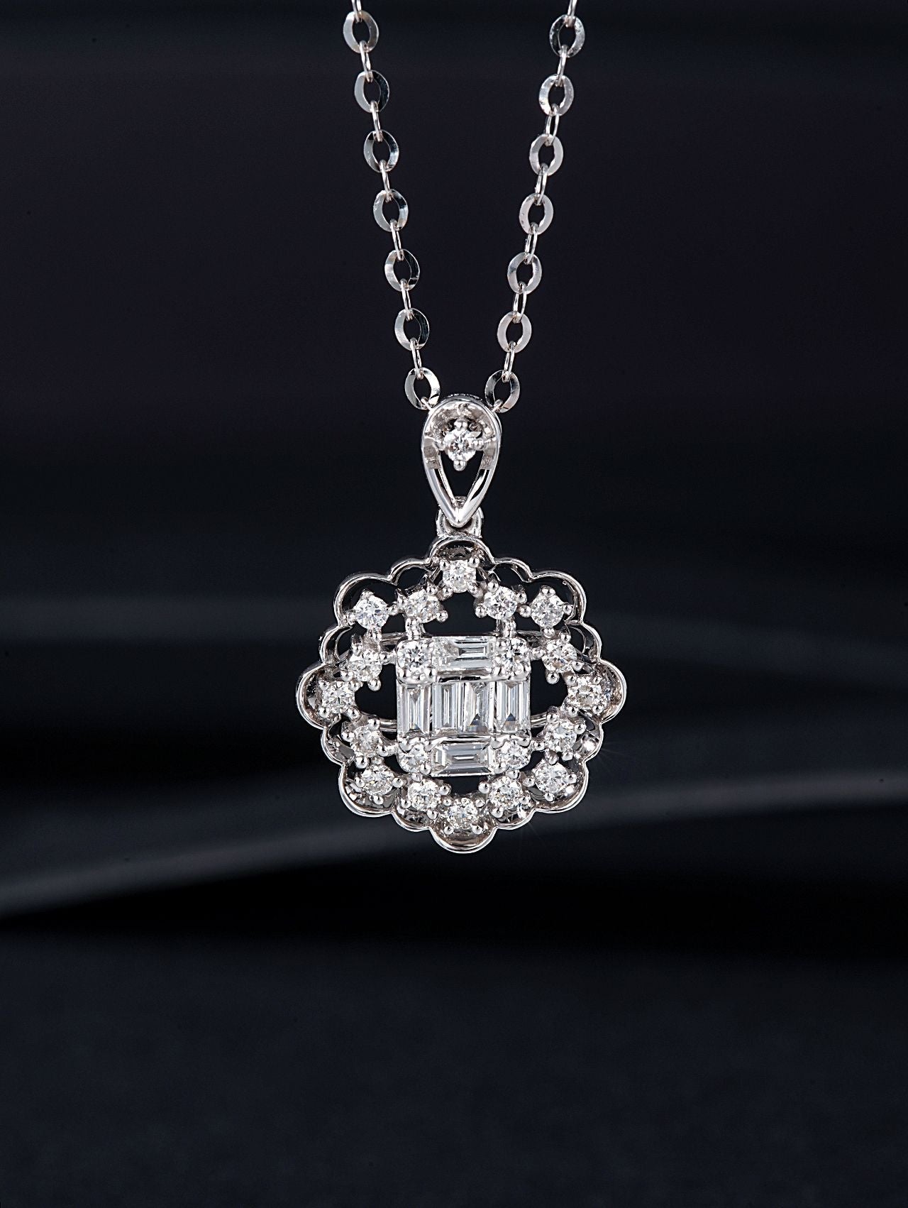 Sparkling Full Diamond Square Candy Pendant Jewelry - White Diamond Pendant