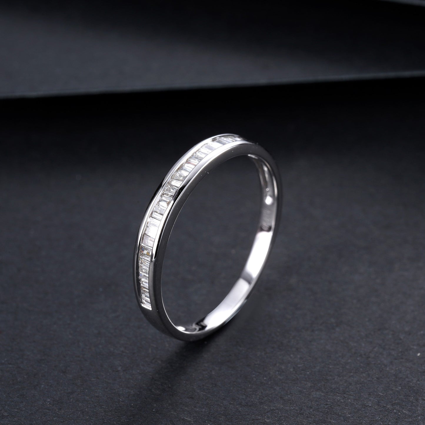 Sparkling Half-Circle T-Square Ring - Premium Jewelry Collection - White Diamond Ring