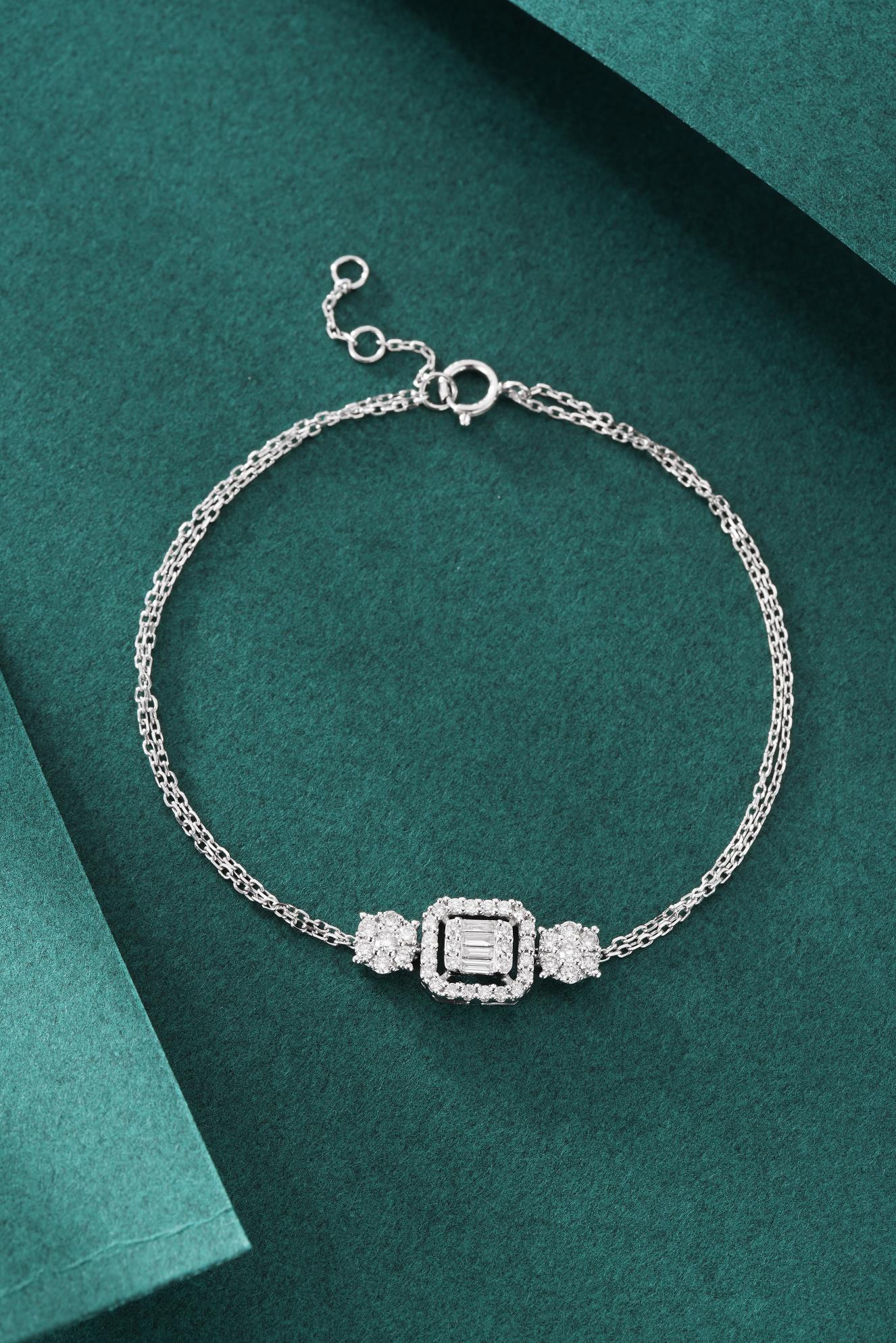 Sparkling Ice Candy Six-Prong Set Bracelet - Premium Jewelry - White Diamond Bracelet