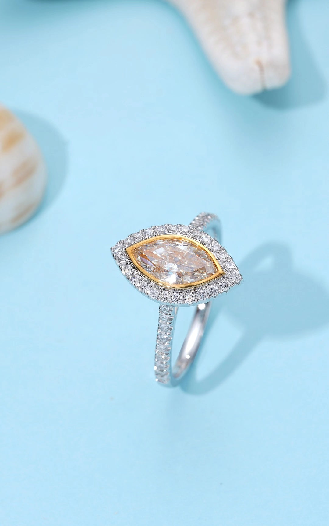 Sparkling Marquise-Cut Yellow Diamond Ring - Luxurious Jewelry - Yellow Diamond Ring