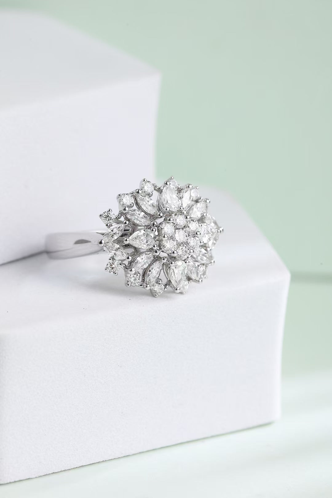 Sparkling Marquise Diamond Ring with Round Accent Stones - Exquisite Jewelry - White Diamond Ring