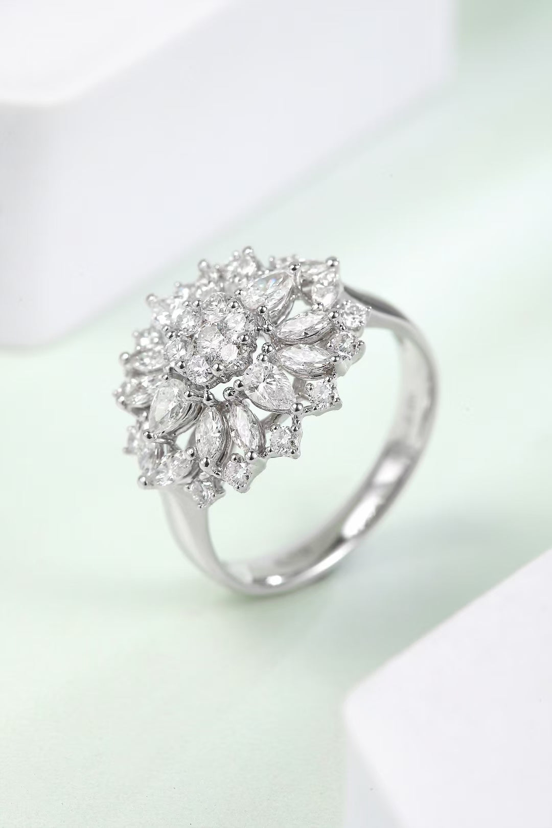 Sparkling Marquise Diamond Ring with Round Accent Stones - Exquisite Jewelry - White Diamond Ring