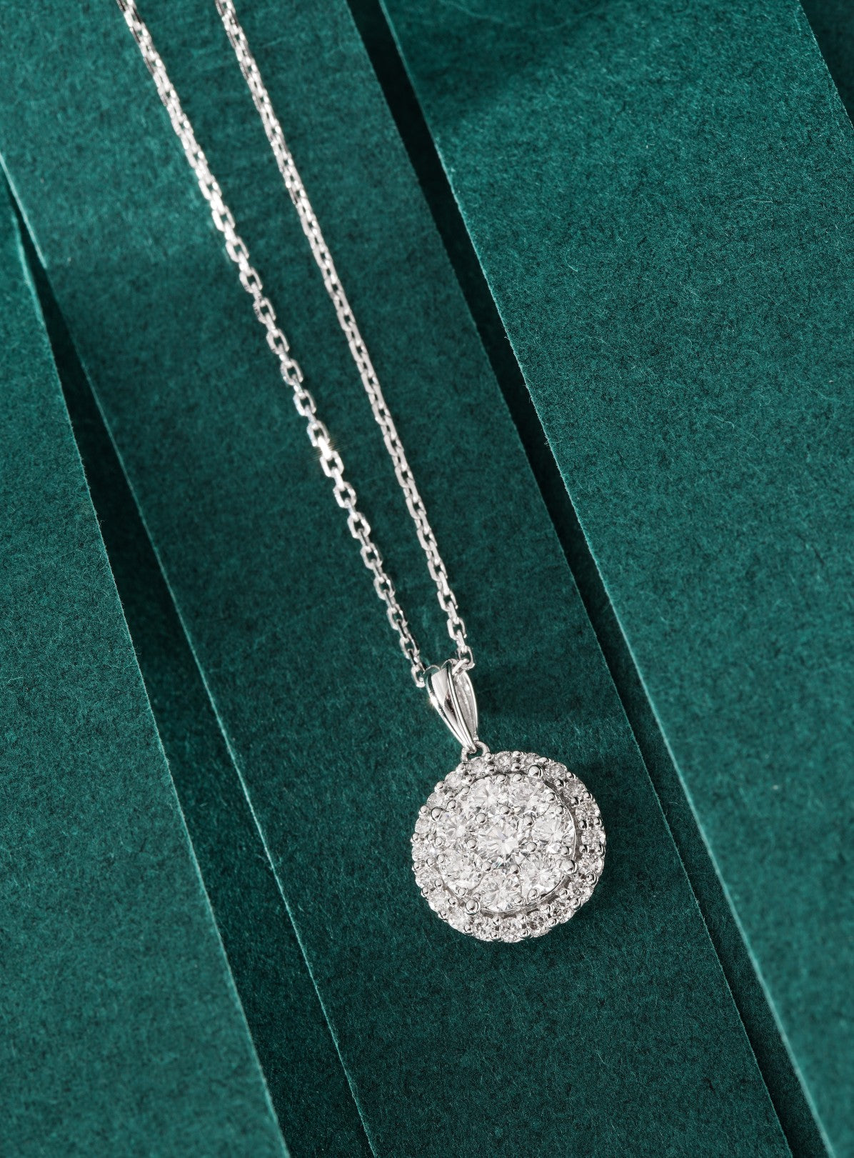 Sparkling Round Diamond Cluster Pendant - A Jewelry Treasure - White Diamond Pendant