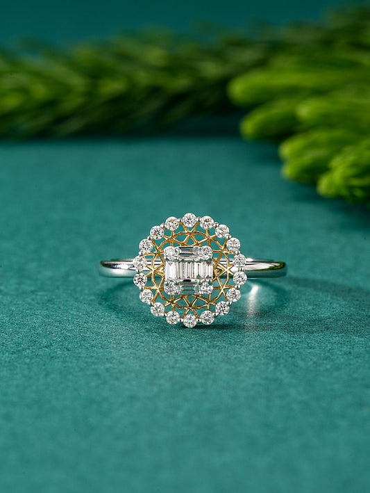 Sparkling Round Diamond Halo Ring | Premium Jewelry - White Diamond Ring