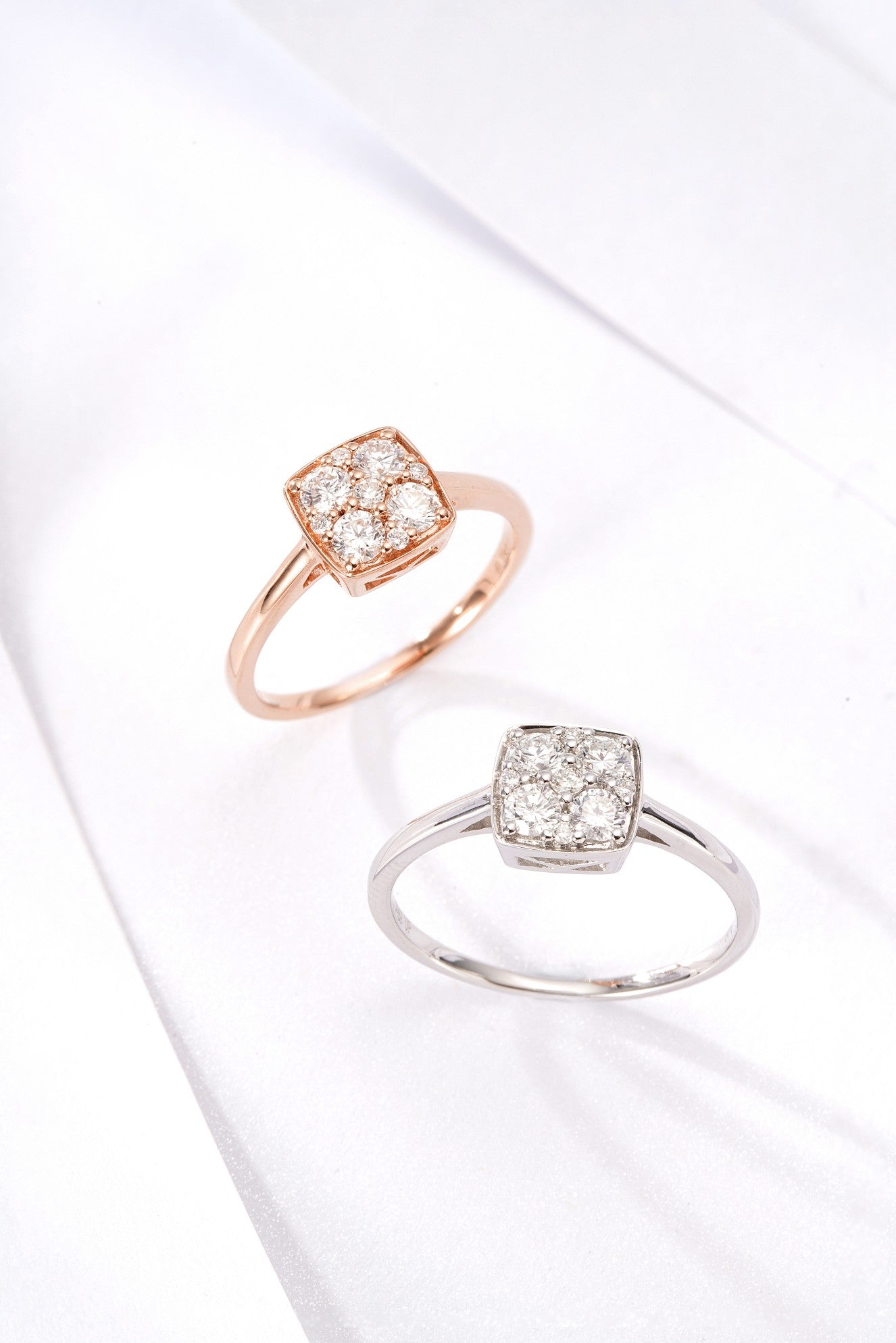 Sparkling Round Diamond Square-Shaped Ring - Premium Jewelry - White Diamond Ring