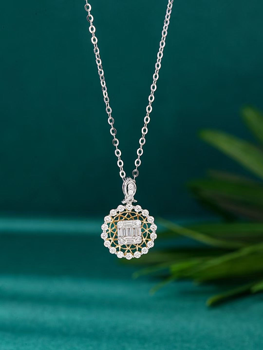 Sparkling Round Diamond Surrounded by Ice Pendant Jewelry - White Diamond Pendant