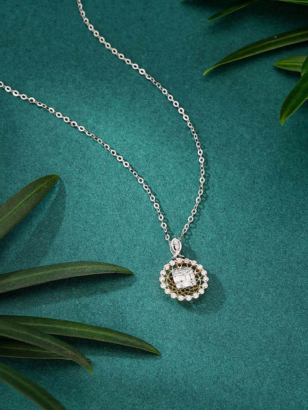 Sparkling Round Diamond Surrounded by Ice Pendant Jewelry - White Diamond Pendant