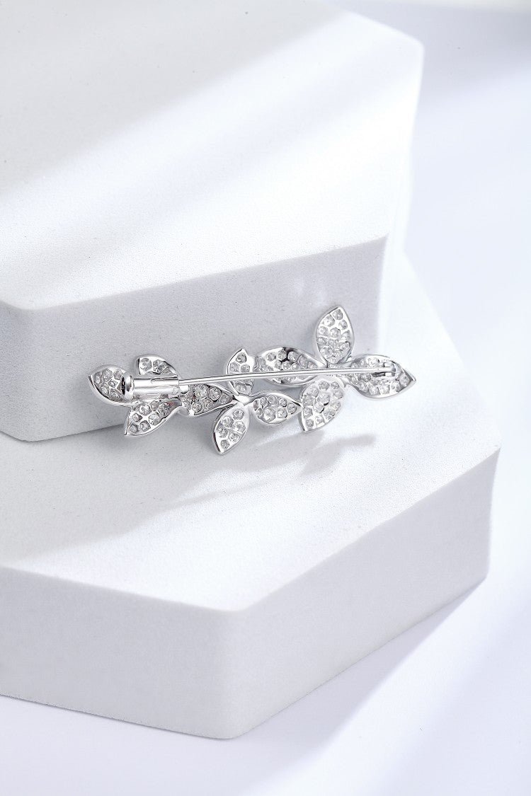 Sparkling Round Diamond Three-Flower Brooch - Premium Jewelry - Brooch