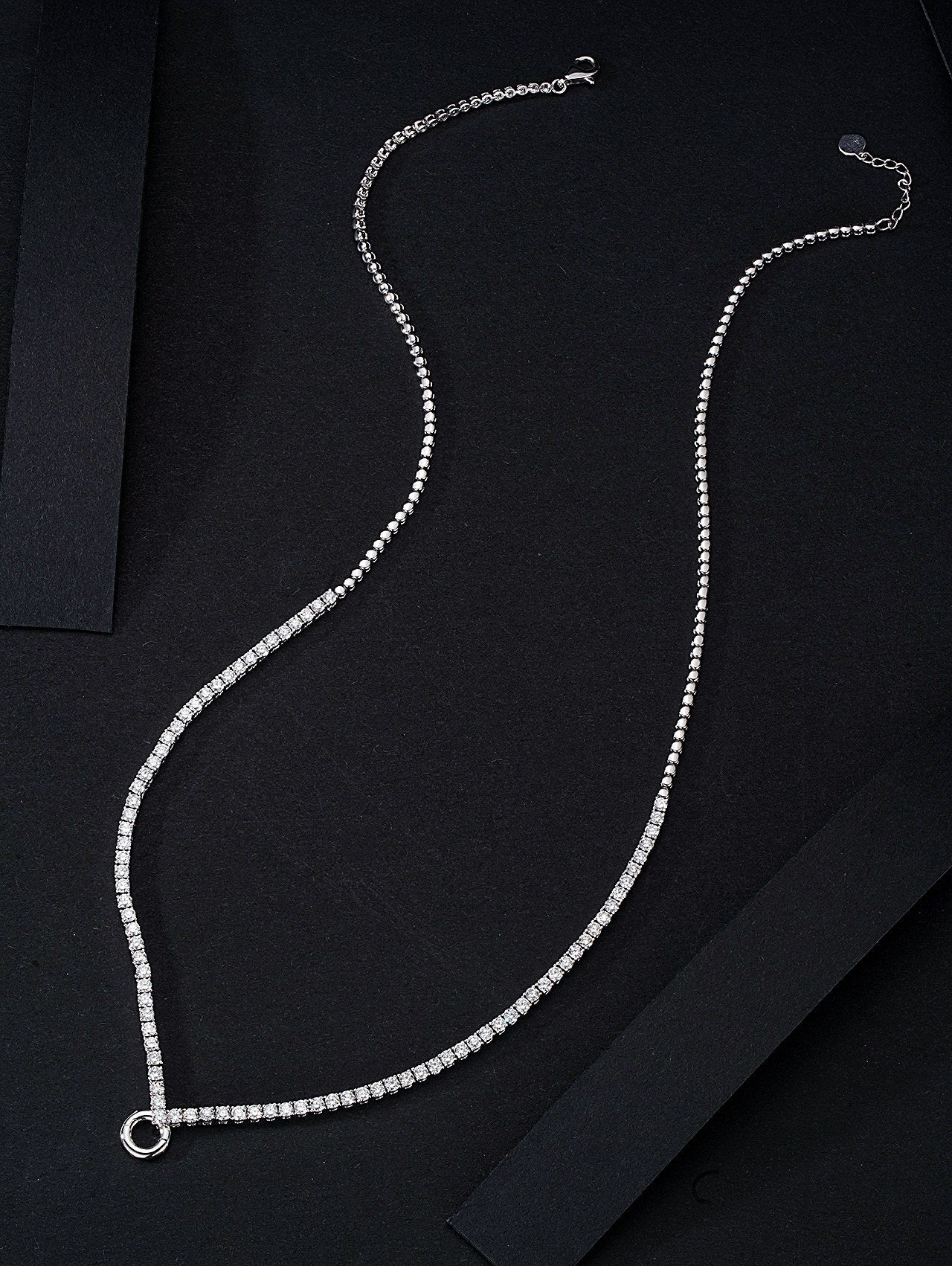 Sparkling Round Diamond V-Shaped Pendant Chain (Universal Chain) - Premium Jewelry - White Diamond Necklace