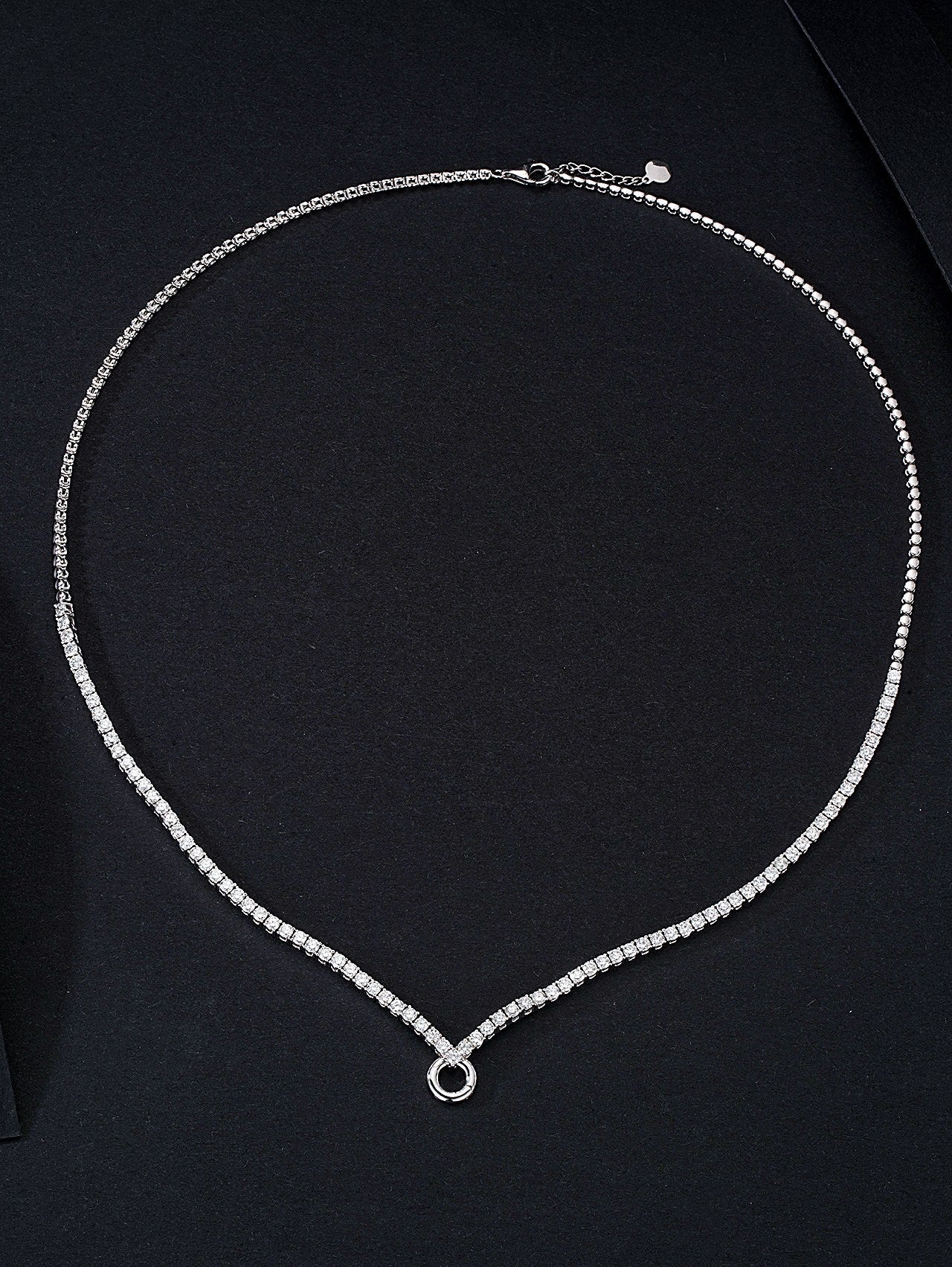 Sparkling Round Diamond V-Shaped Pendant Chain (Universal Chain) - Premium Jewelry - White Diamond Necklace