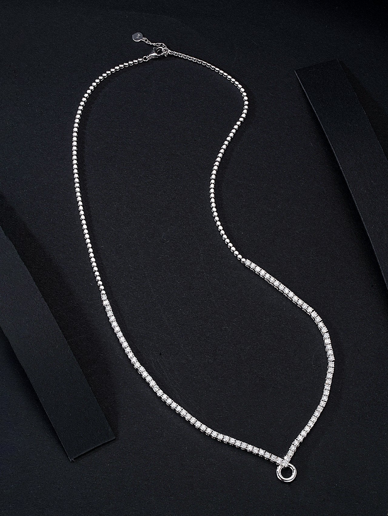 Sparkling Round Diamond V-Shaped Pendant Chain (Universal Chain) - Premium Jewelry - White Diamond Necklace