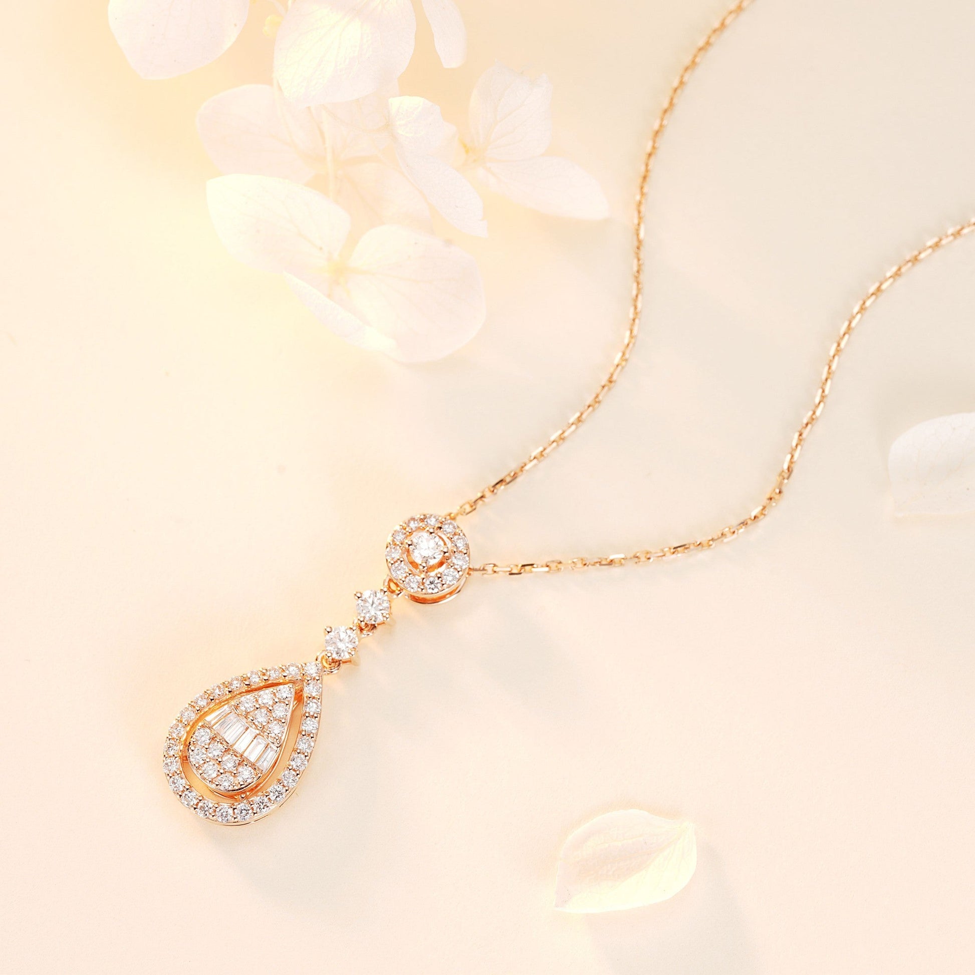 Sparkling Round Drop Pendant Jewelry - Diamond Accentuated - White Diamond Pendant