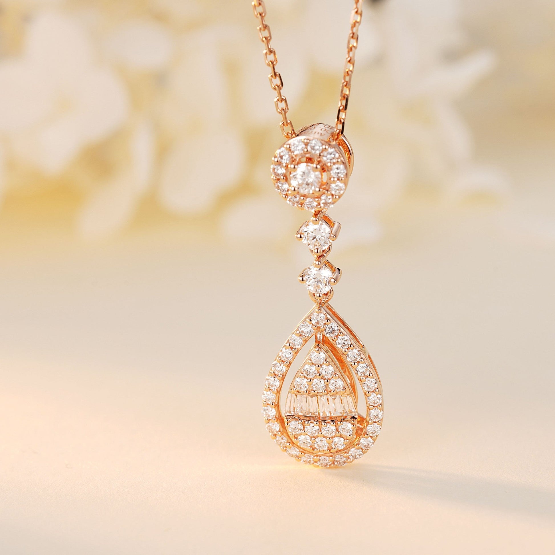 Sparkling Round Drop Pendant Jewelry - Diamond Accentuated - White Diamond Pendant