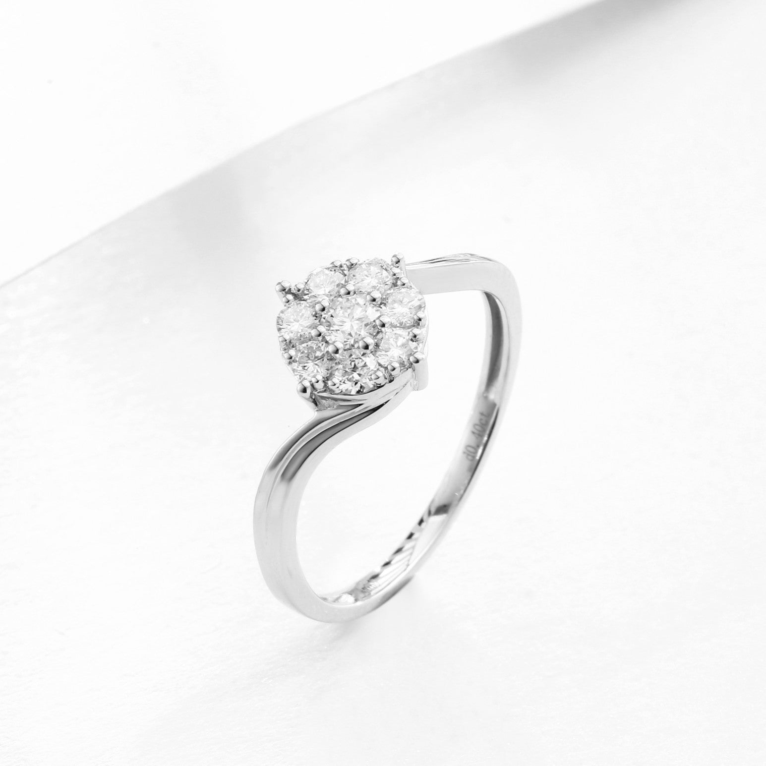 Sparkling S-Shaped Diamond Ring - Premium Jewelry Collection - White Diamond Ring