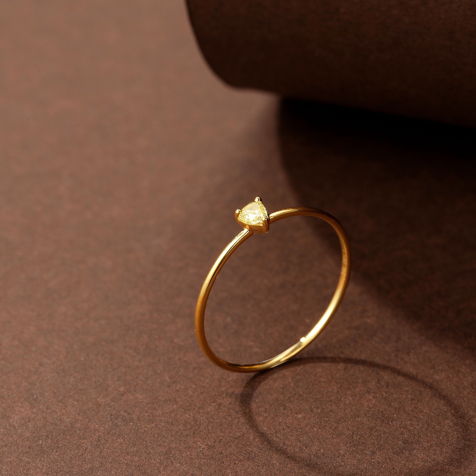 Sparkling Single Yellow Diamond Dewdrop Gold Ring - Premium Jewelry - Yellow Diamond Ring