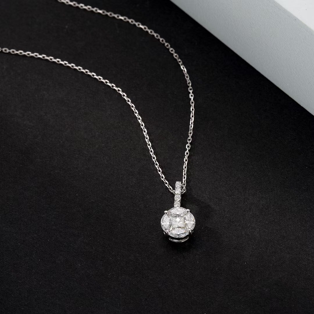 Sparkling Solitaire Diamond and Coin Pendant Jewelry - White Diamond Pendant