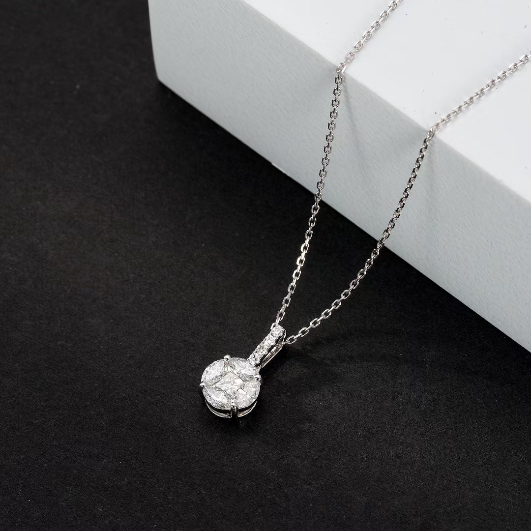 Sparkling Solitaire Diamond and Coin Pendant Jewelry - White Diamond Pendant