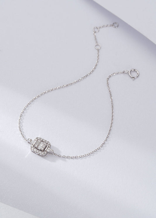 Sparkling Square-shaped Diamond Jewelry Bracelet - White Diamond Bracelet