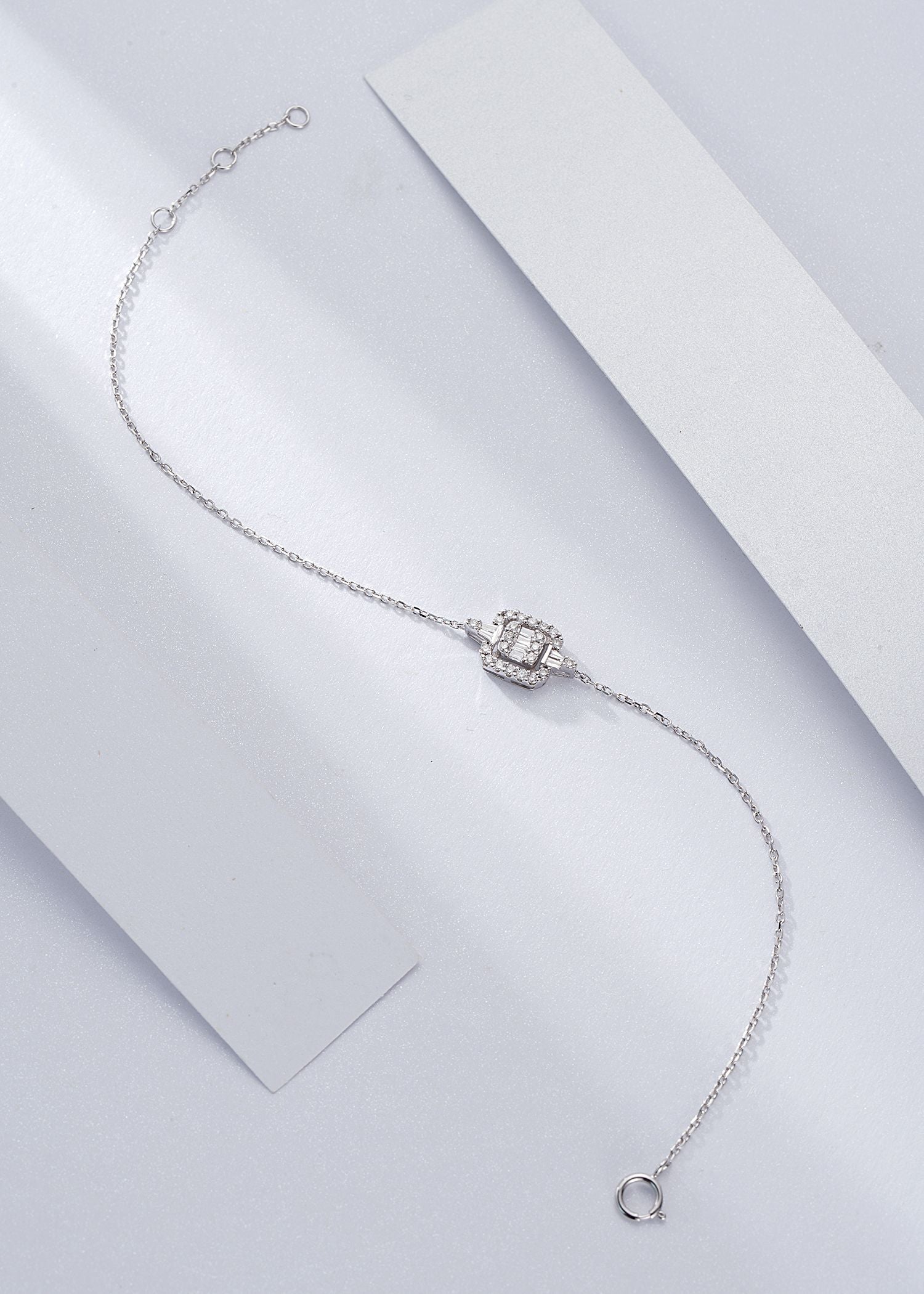 Sparkling Square-shaped Diamond Jewelry Bracelet - White Diamond Bracelet