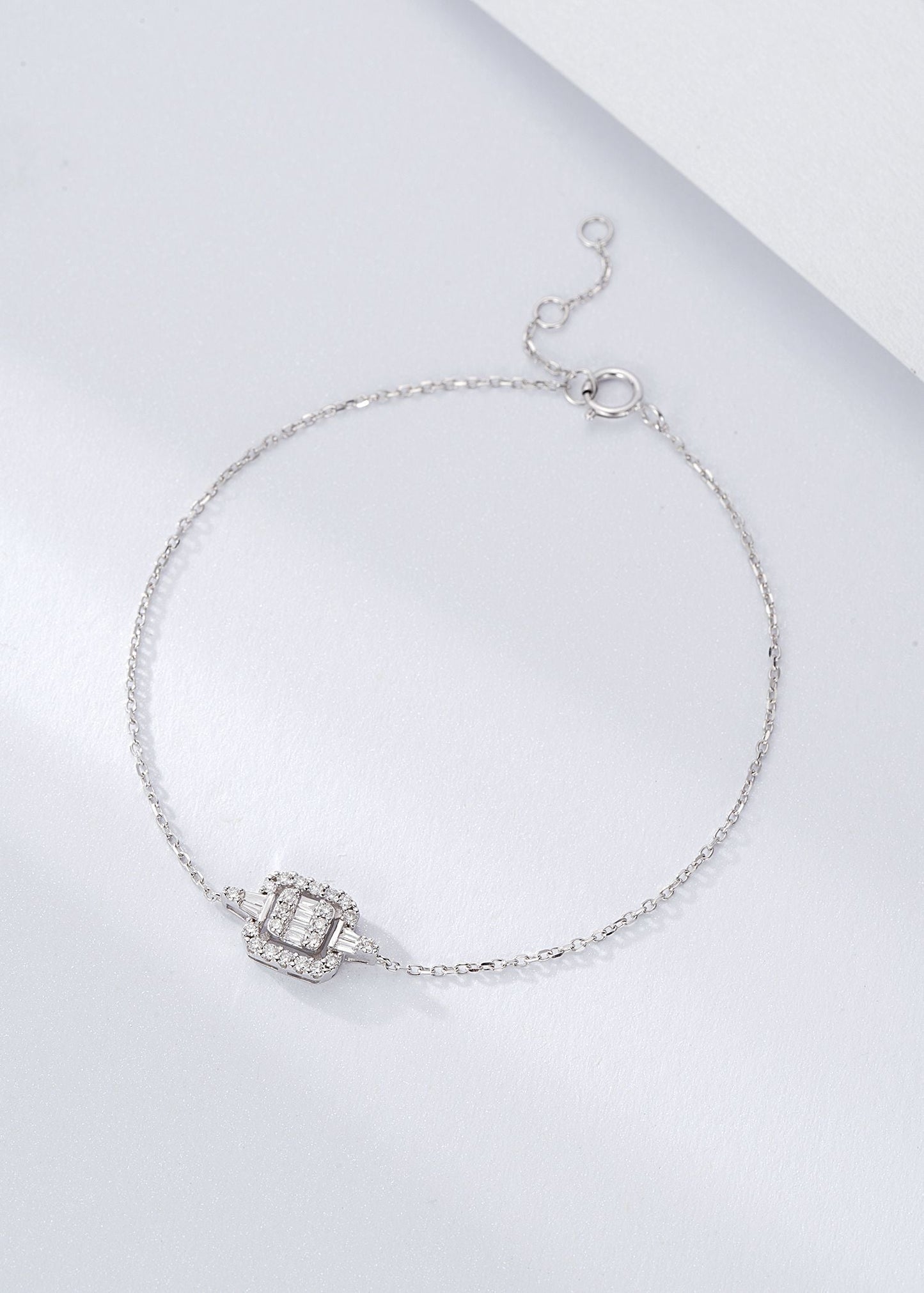 Sparkling Square-shaped Diamond Jewelry Bracelet - White Diamond Bracelet