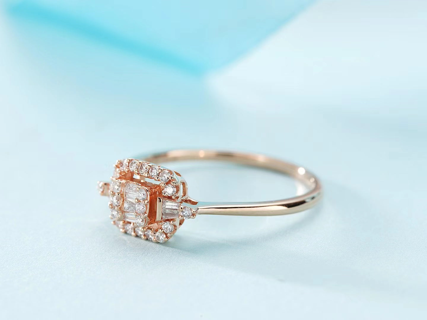 Sparkling Square-Shaped Diamond Ring | Premium Jewelry - White Diamond Ring