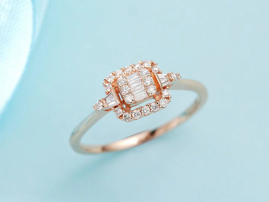 Sparkling Square-Shaped Diamond Ring | Premium Jewelry - White Diamond Ring