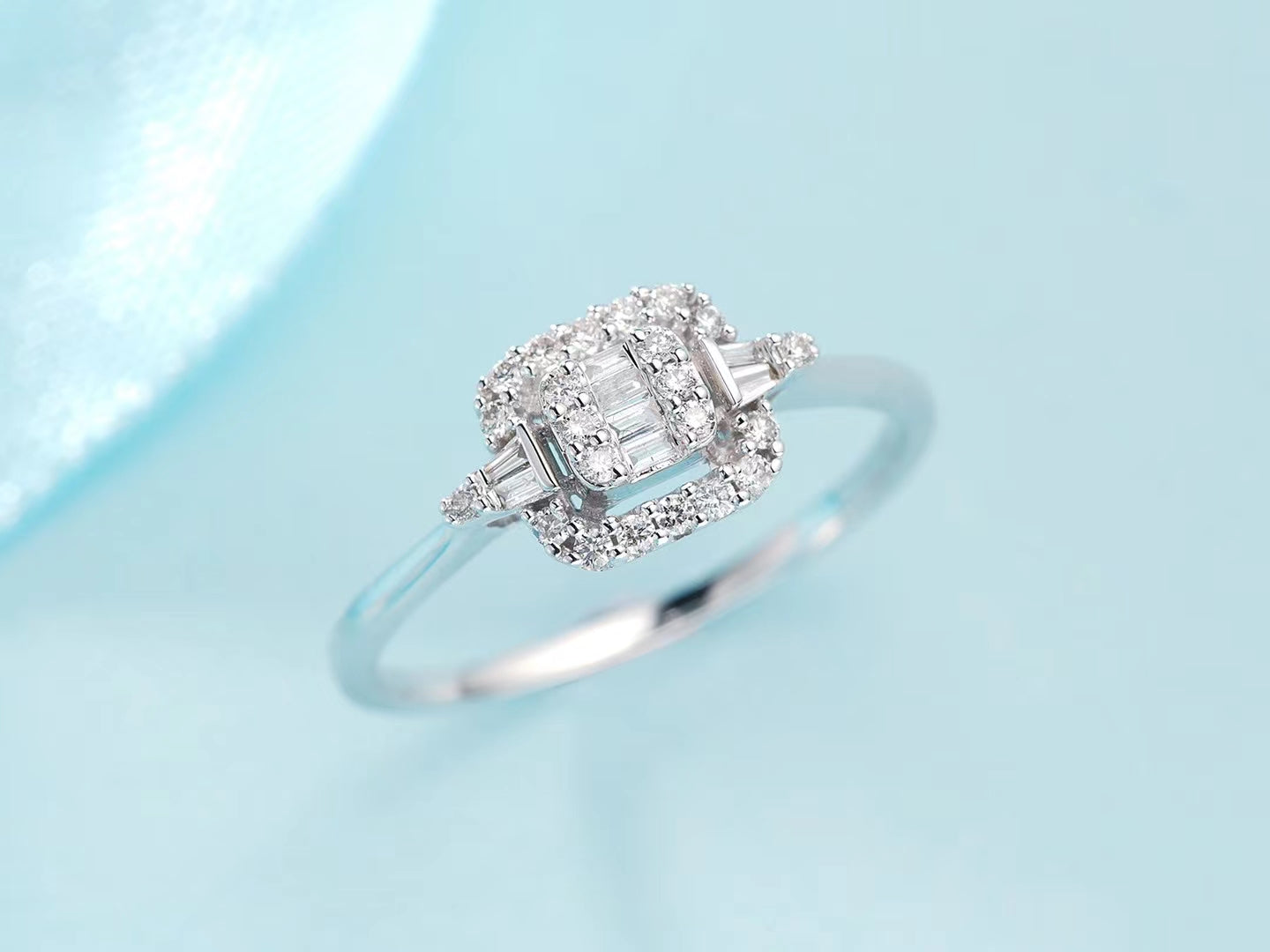 Sparkling Square-Shaped Diamond Ring | Premium Jewelry - White Diamond Ring