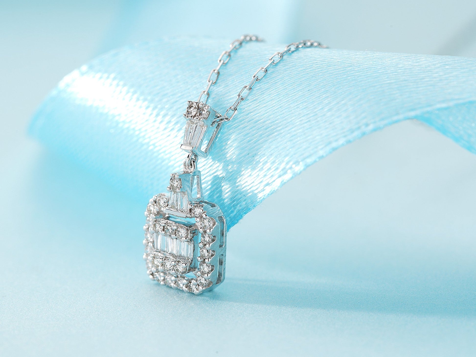 Sparkling Square T Pendant in Elegant Jewelry Collection - White Diamond Pendant