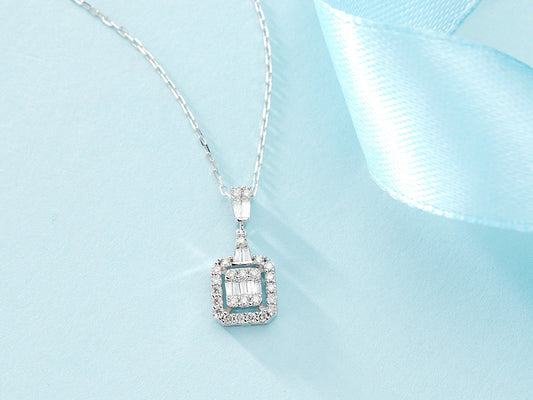 Sparkling Square T Pendant in Elegant Jewelry Collection - White Diamond Pendant