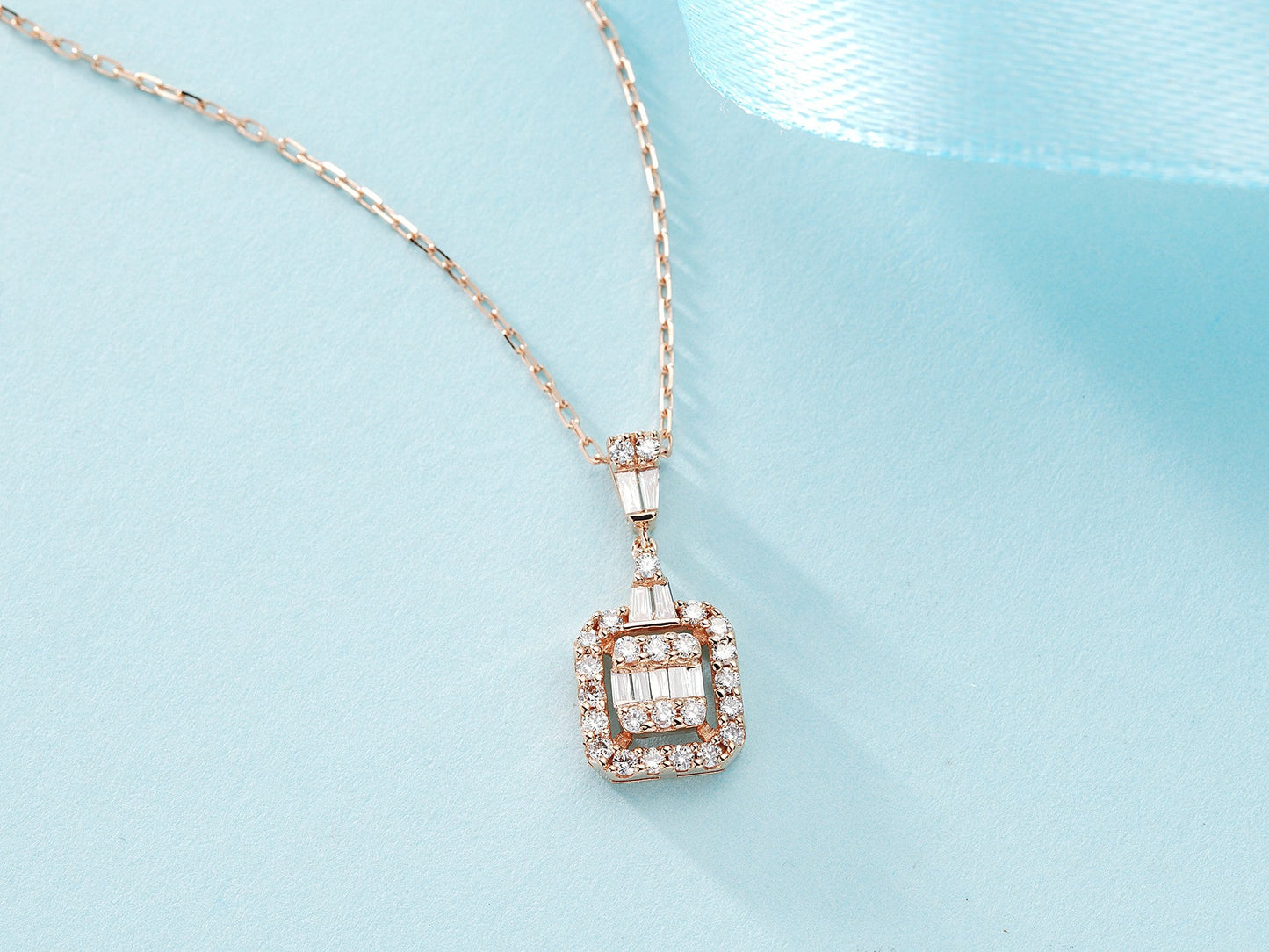 Sparkling Square T Pendant in Elegant Jewelry Collection - White Diamond Pendant