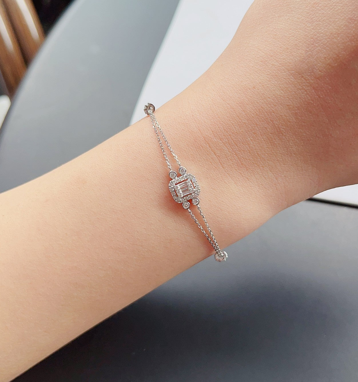 Sparkling T-Square Diamond Bracelet - Luxury Jewelry - White Diamond Bracelet