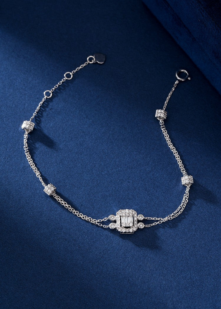 Sparkling T-Square Diamond Bracelet - Luxury Jewelry - White Diamond Bracelet