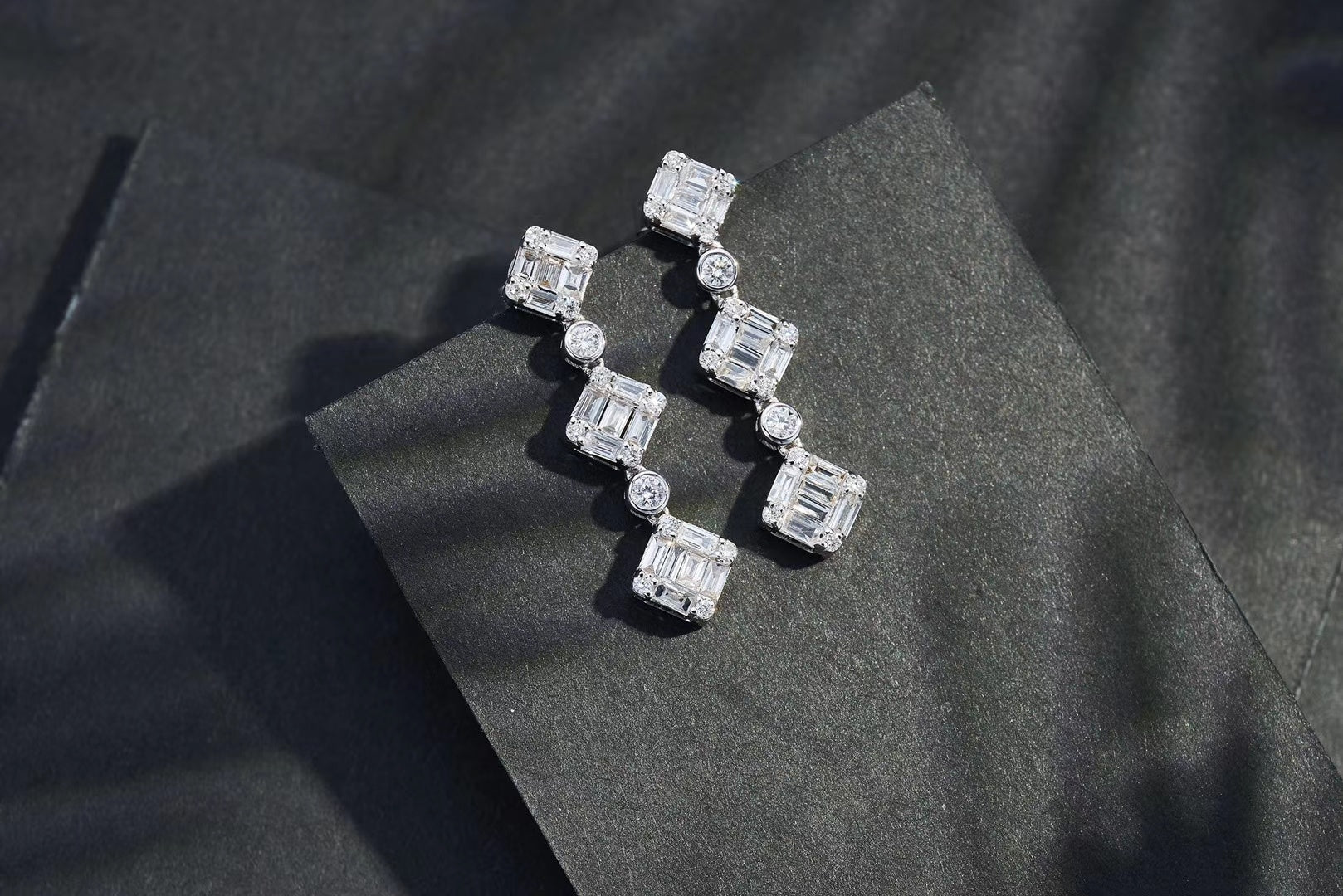 Sparkling Tri-Square Small Earrings - Luxurious Jewelry Piece - Jeweler.Jewelry