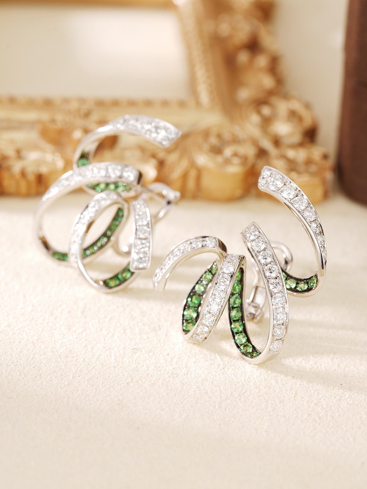 Sparkling Tsavorite Silk Ear Clips Jewelry Jeweler.Jewelry