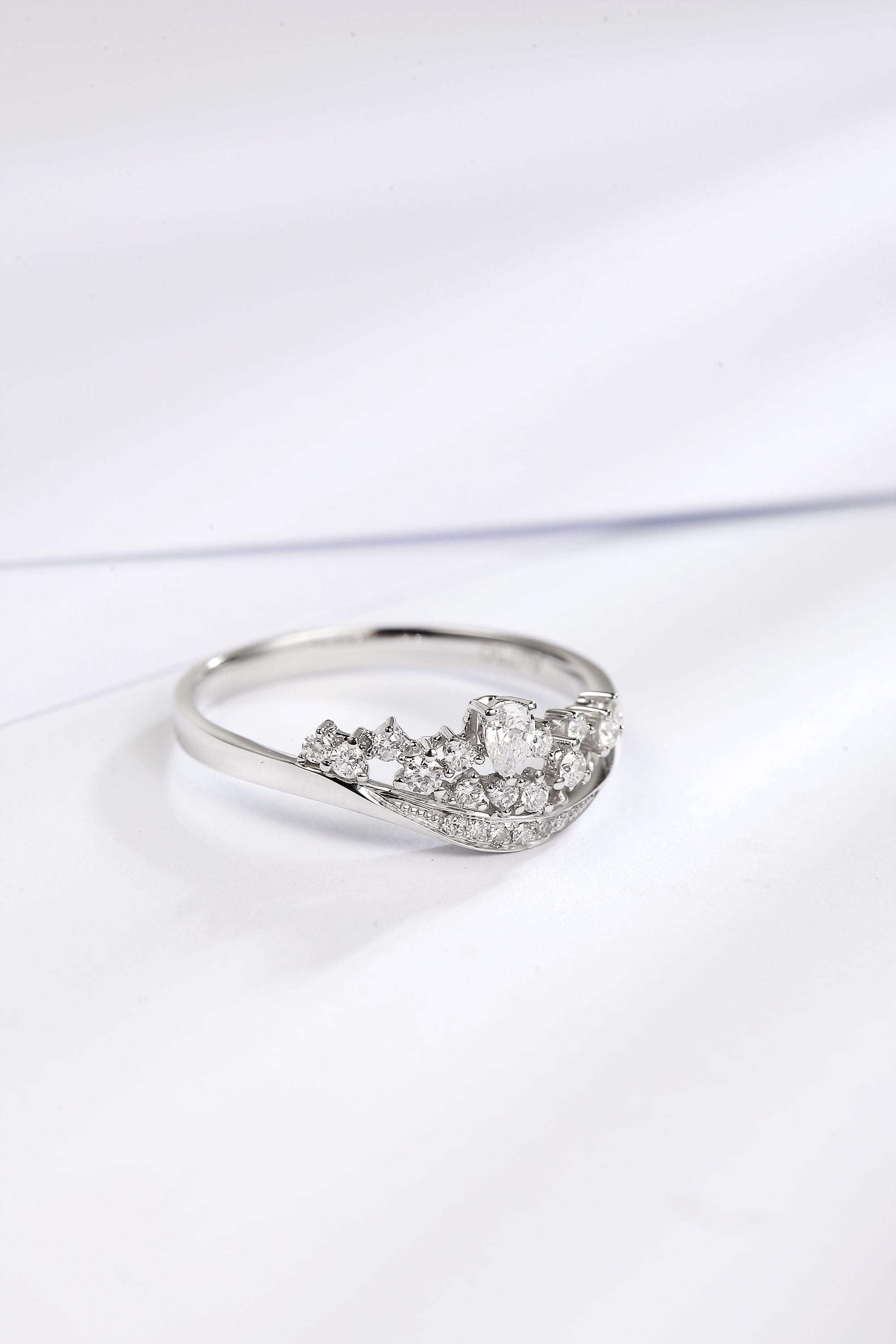 Sparkling Water Drop Crown Ring - Exquisite Jewelry Piece - White Diamond Ring