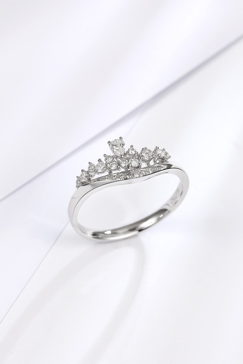 Sparkling Water Drop Crown Ring - Exquisite Jewelry Piece - White Diamond Ring